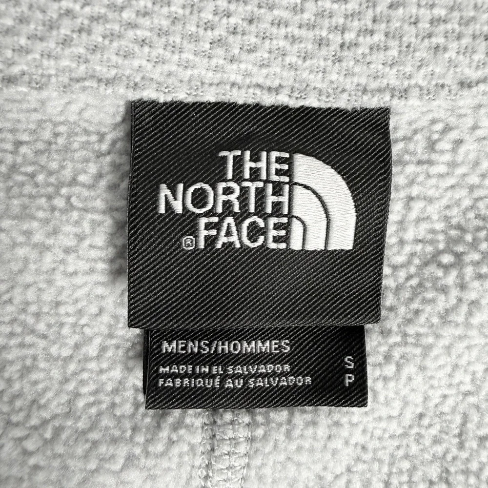 The North Face Mens Small Gray Textured Fleece 1/4 Zip Pullover Jacket Mock Neck